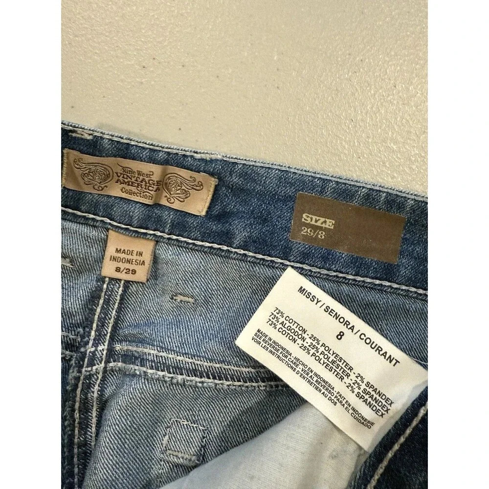 Nine West Vintage America Denim Jean Skirt 10 Western Cowgirl Travel Y2K Minimal